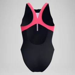 Maillot de bain Femme Colourblock zippé noir/rouge