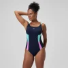 Maillot de bain Femme effet galbant Solid Splice bleu marine/vert