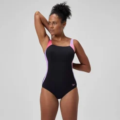 Maillot de bain Femme effet galbant imprimé LunaLustre noir/rose