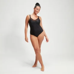 Maillot de bain Femme effet galbant détails en maille Asymmetric noir
