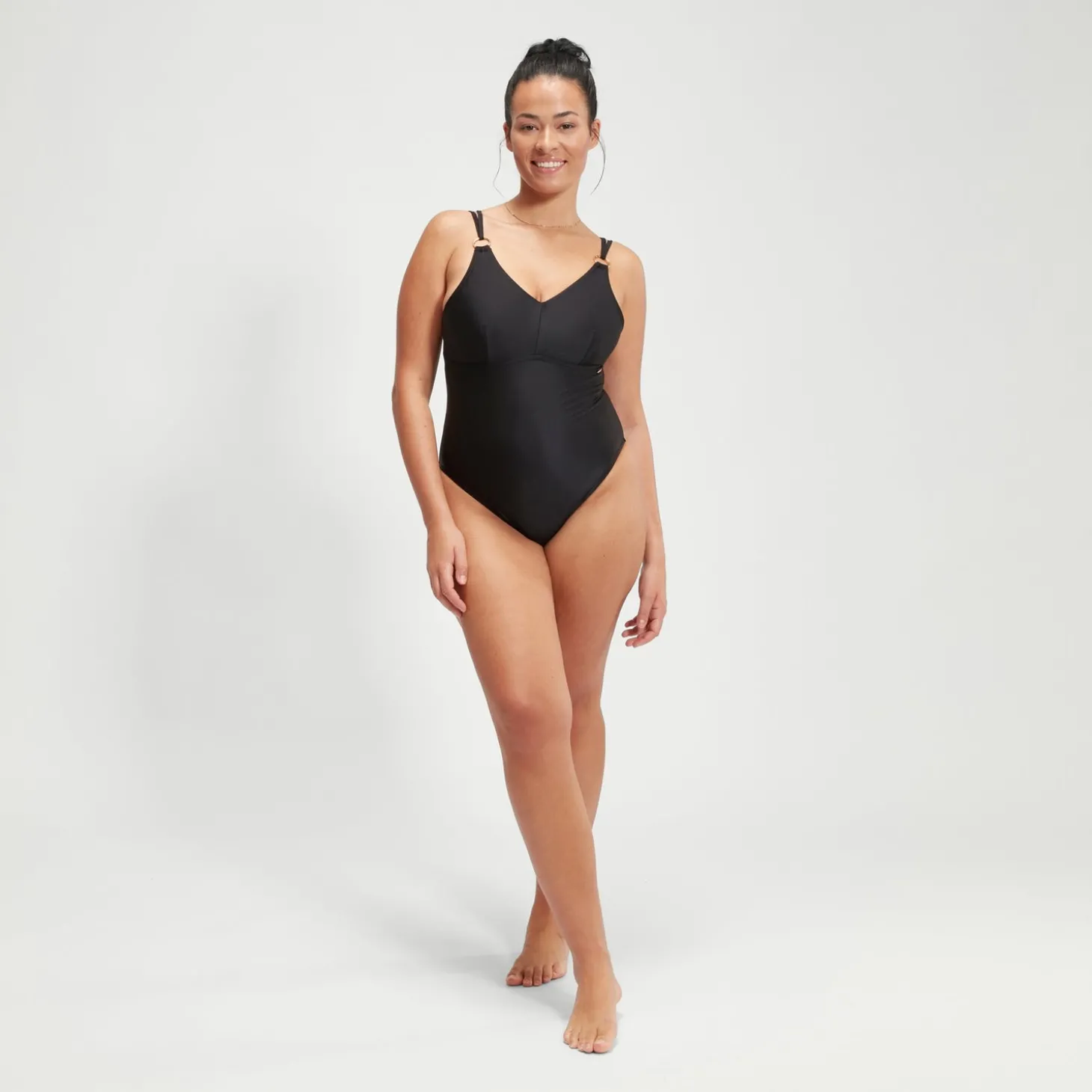 Maillot de bain Femme effet galbant à bretelles noir
