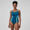 Maillot de bain Femme effet galbant imprimé Splice sarcelle foncé/vert