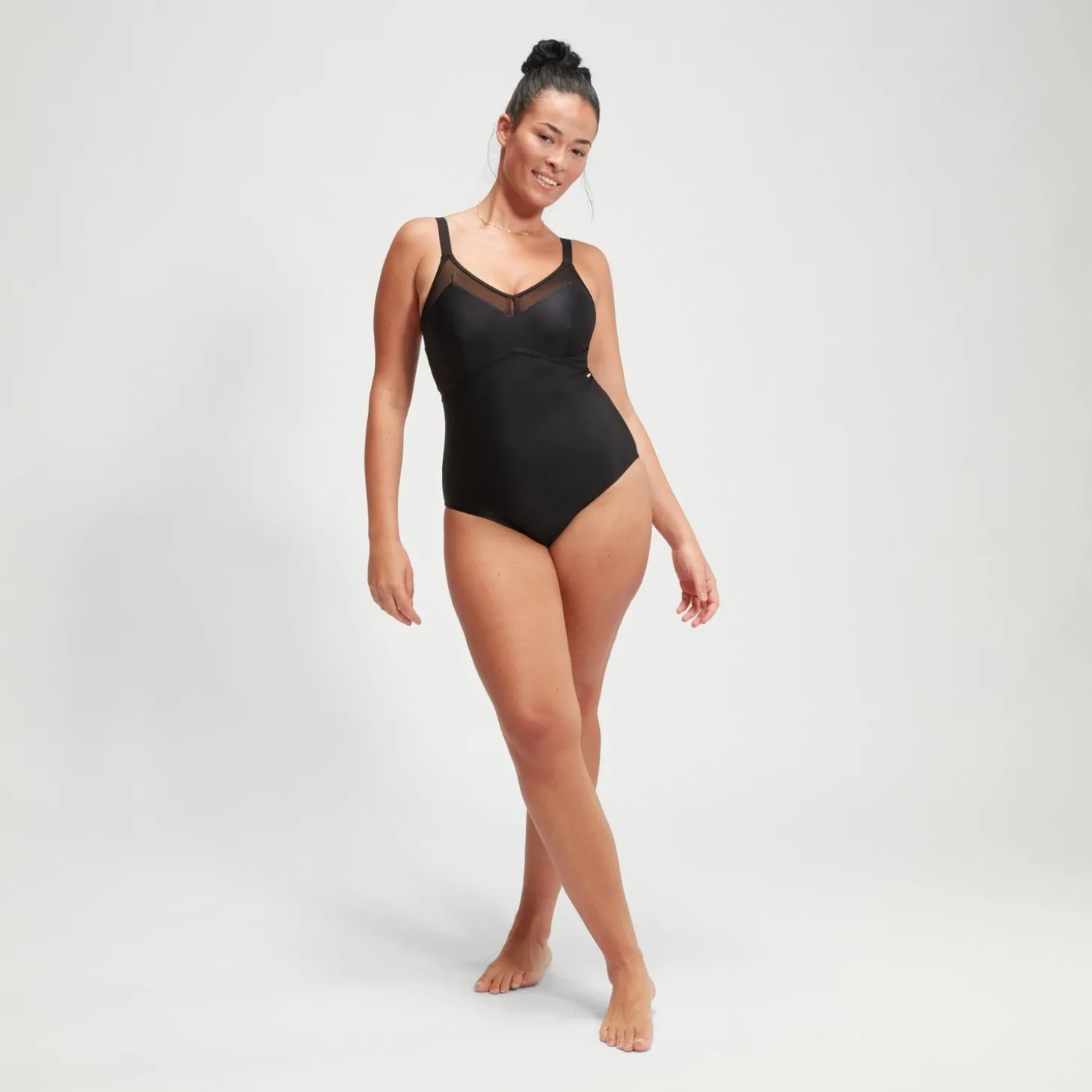 Maillot de bain Femme effet galbant détails en maille Asymmetric noir
