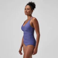 Maillot de bain Femme effet galbant V Neck bleu