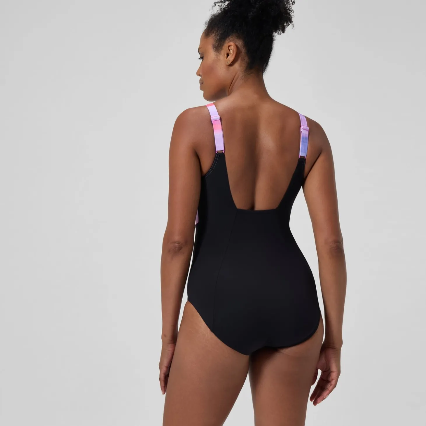 Maillot de bain Femme effet galbant imprimé Contour Eclipse noir/rose