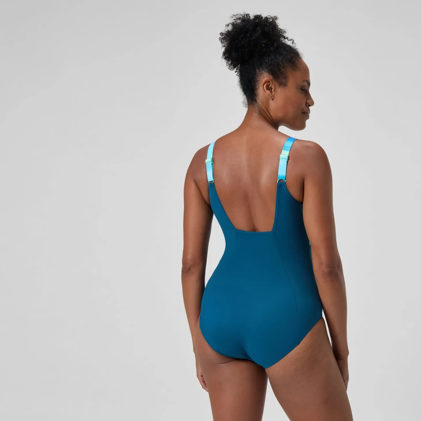 Maillot de bain Femme effet galbant imprimé Contour Eclipse sarcelle foncé/vert
