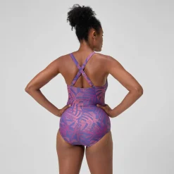 Maillot de bain Femme effet galbant V Neck rose/orange