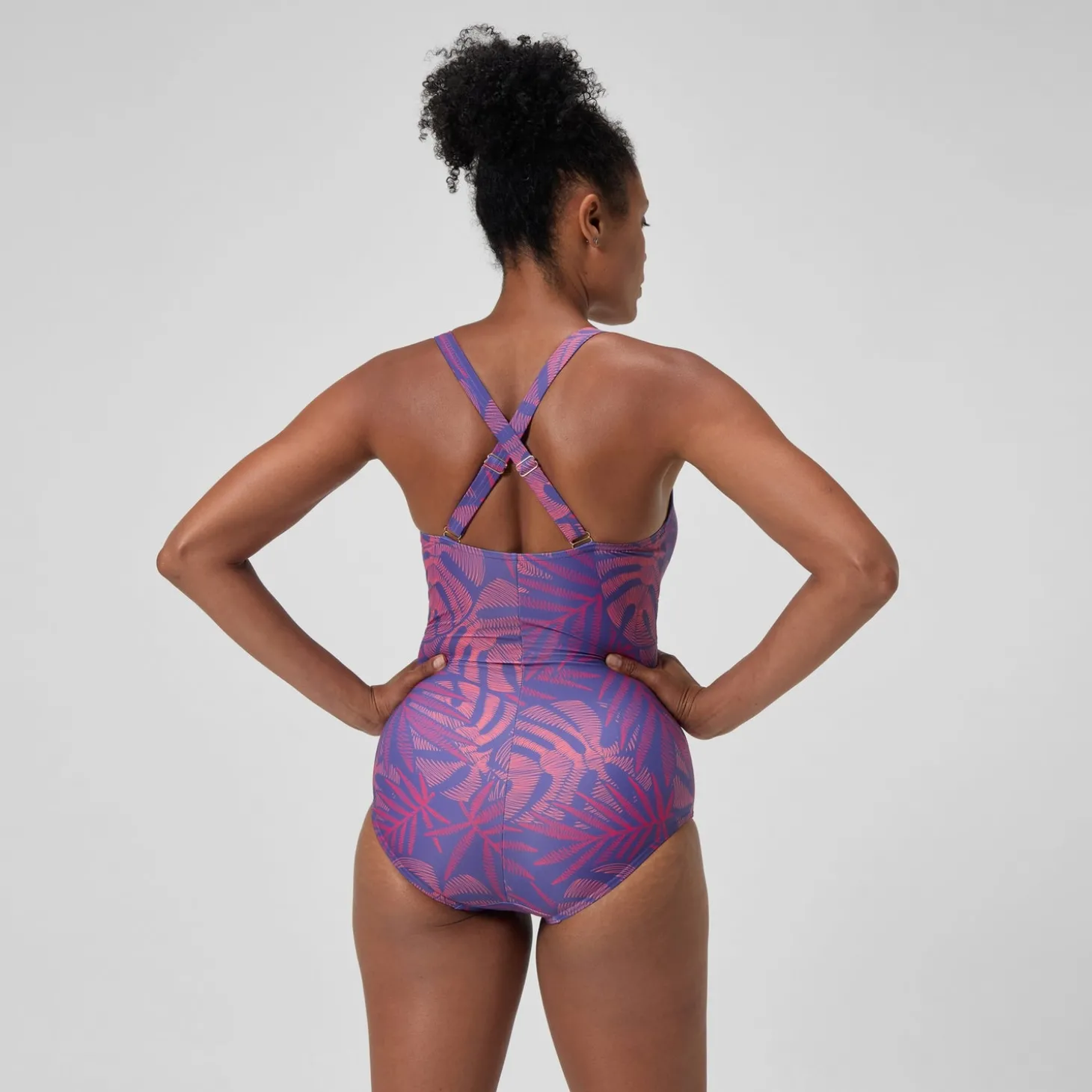 Maillot de bain Femme effet galbant V Neck rose/orange