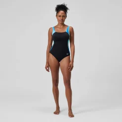 Maillot de bain Femme effet galbant imprimé LunaLustre noir/turquoise