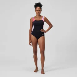 Maillot de bain Femme effet galbant imprimé LunaLustre noir/rose