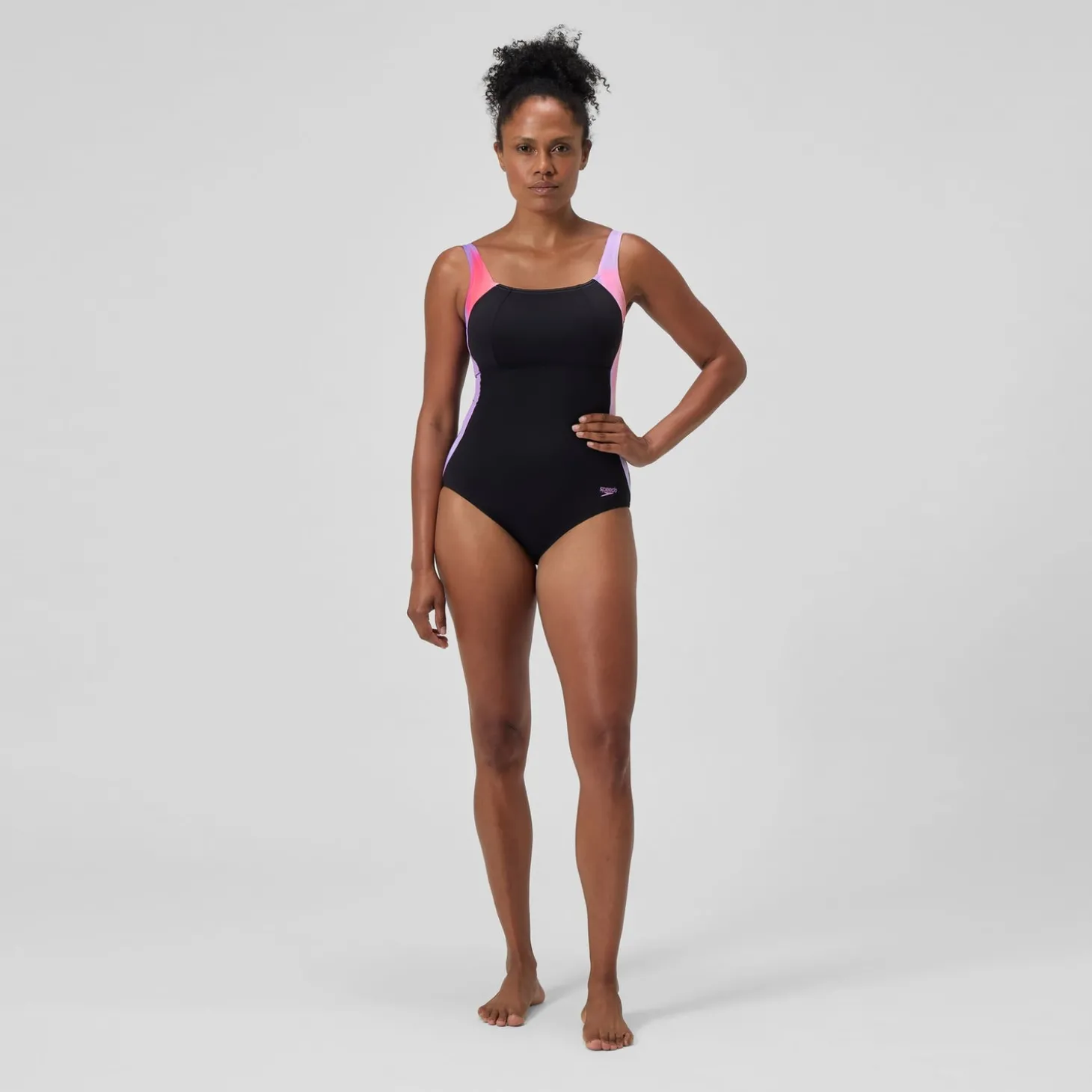 Maillot de bain Femme effet galbant imprimé LunaLustre noir/rose