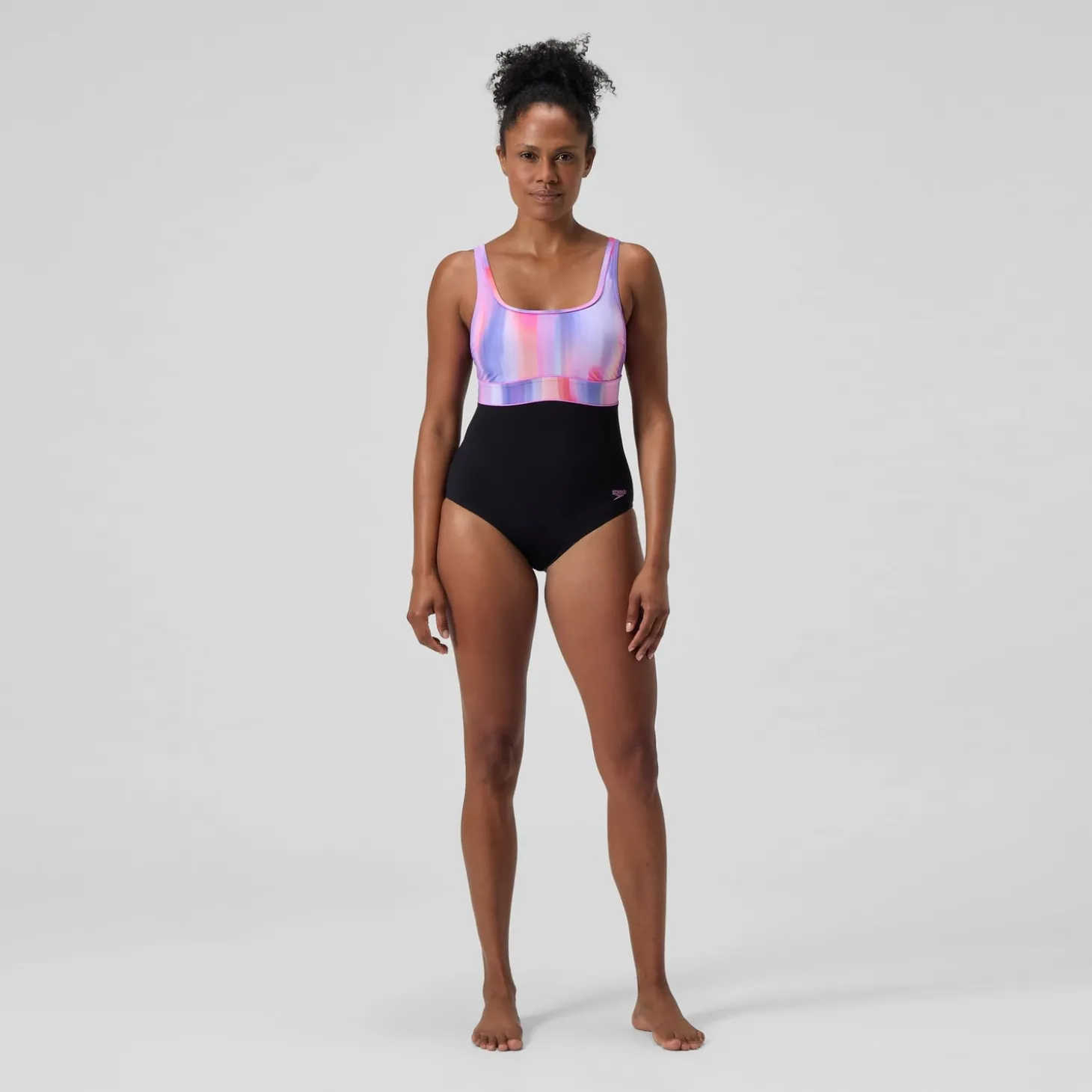 Maillot de bain Femme effet galbant imprimé Contour Eclipse noir/rose