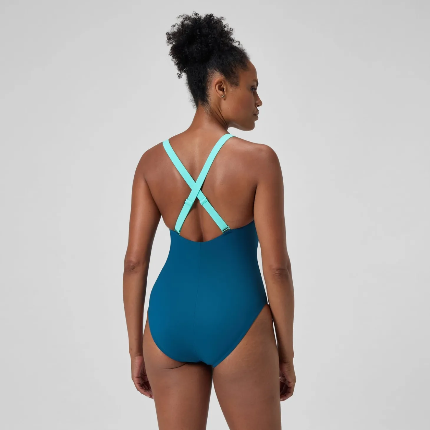 Maillot de bain Femme effet galbant Crossback sarcelle foncé/vert