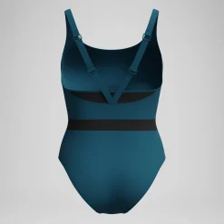 Maillot de bain Femme effet galbant LuniaGlow sarcelle foncé/noir