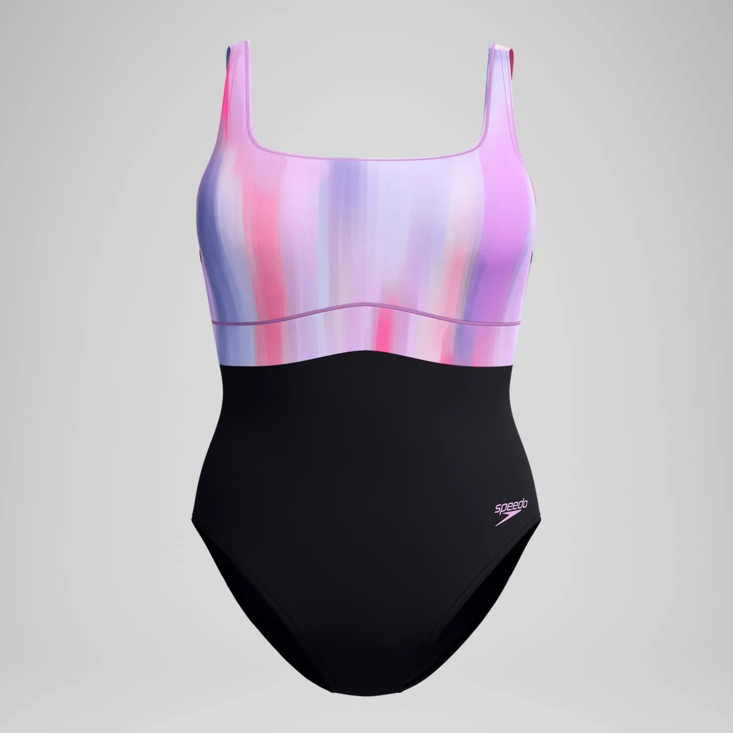 Maillot de bain Femme effet galbant imprimé Contour Eclipse noir/rose