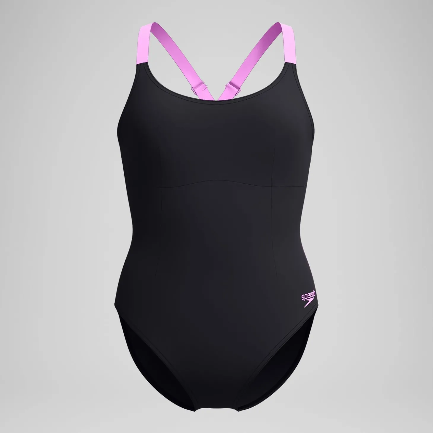 Maillot de bain Femme effet galbant Crossback noir/rose