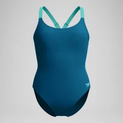 Maillot de bain Femme effet galbant Crossback sarcelle foncé/vert