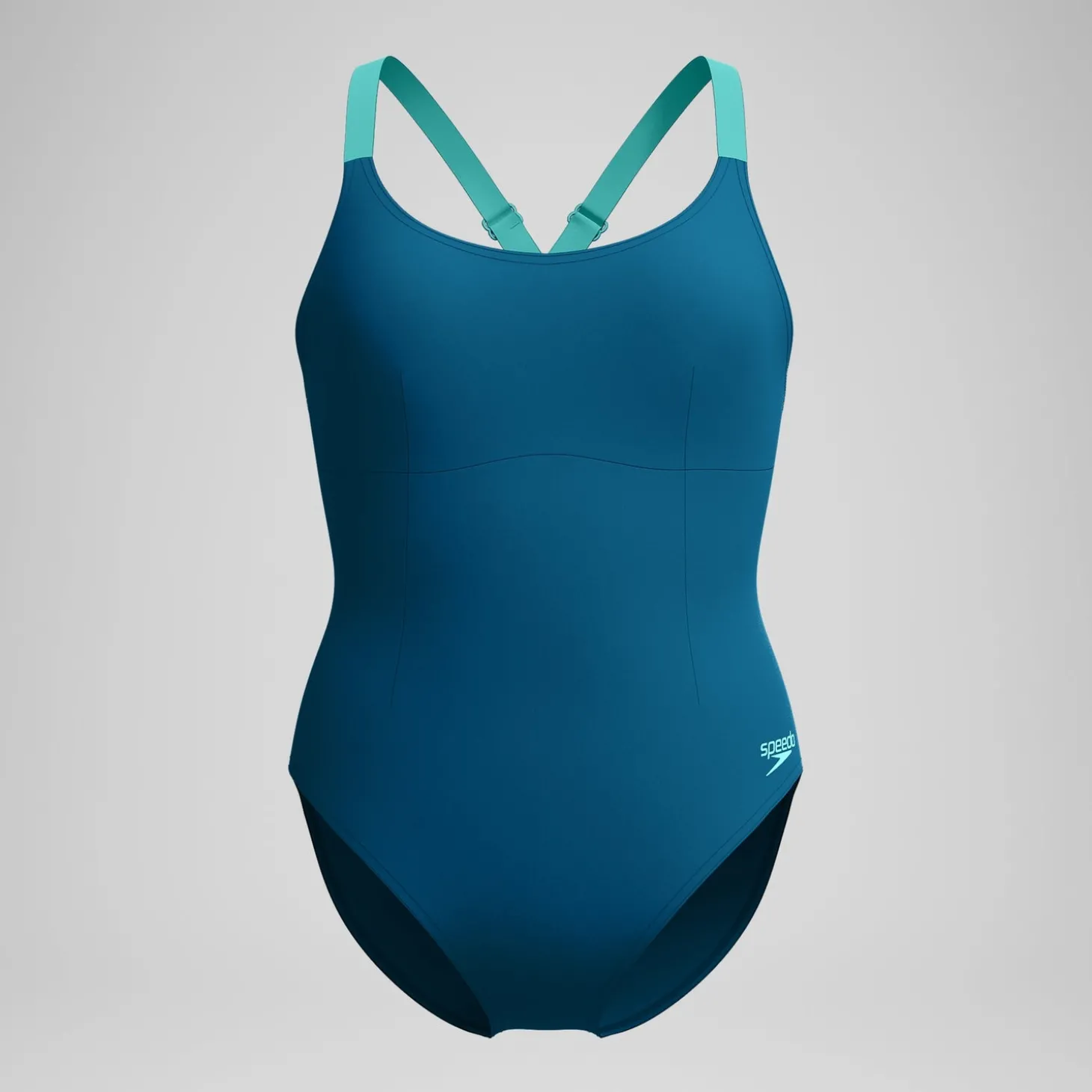 Maillot de bain Femme effet galbant Crossback sarcelle foncé/vert