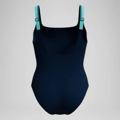 Maillot de bain Femme effet galbant Contour Eclipse bleu marine/turquoise