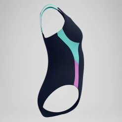 Maillot de bain Femme effet galbant Solid Splice bleu marine/vert