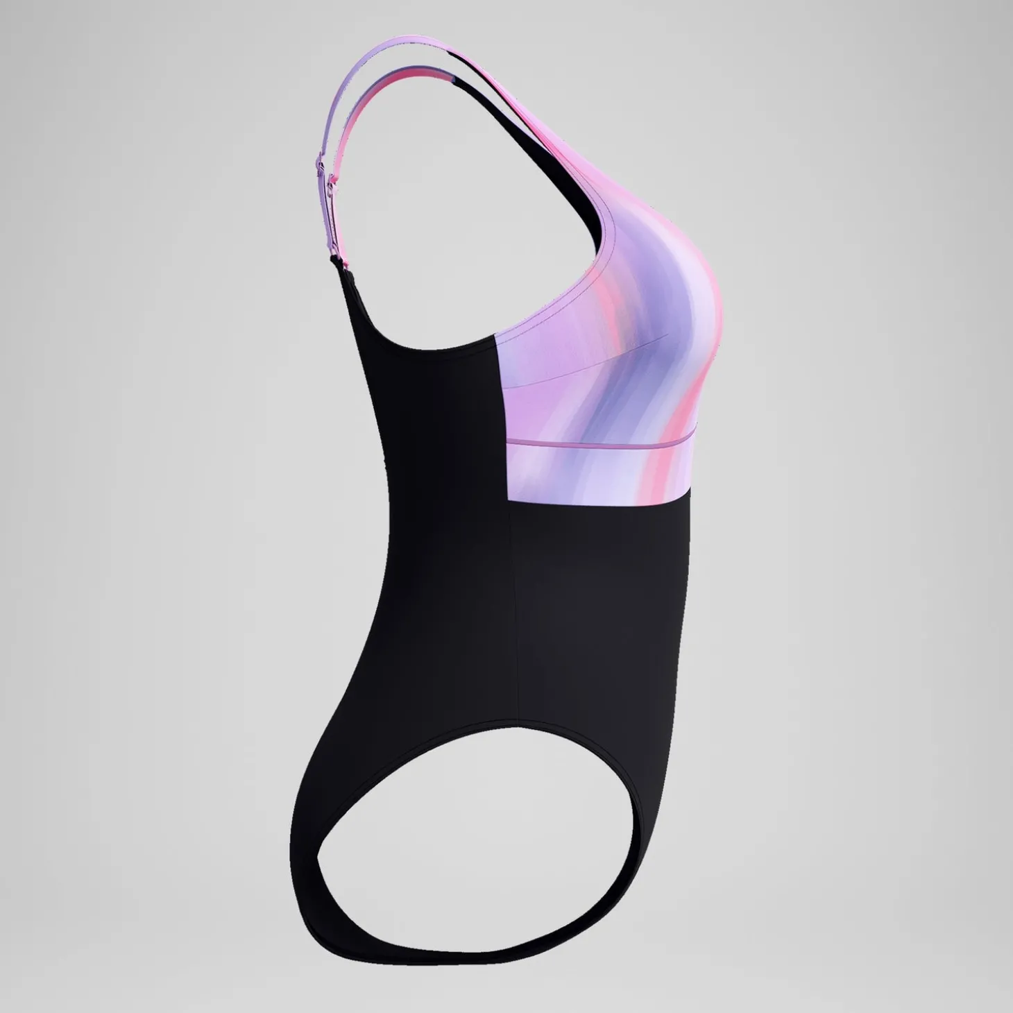 Maillot de bain Femme effet galbant imprimé Contour Eclipse noir/rose