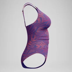 Maillot de bain Femme effet galbant V Neck rose/orange