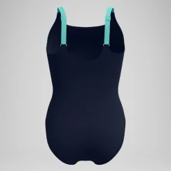 Maillot de bain Femme effet galbant Solid Splice bleu marine/vert