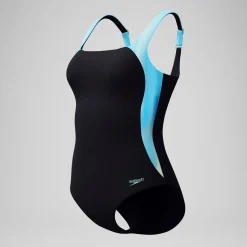Maillot de bain Femme effet galbant imprimé LunaLustre noir/turquoise