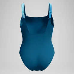 Maillot de bain Femme effet galbant imprimé Contour Eclipse sarcelle foncé/vert