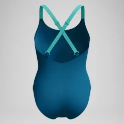 Maillot de bain Femme effet galbant Crossback sarcelle foncé/vert