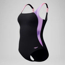 Maillot de bain Femme effet galbant imprimé LunaLustre noir/rose