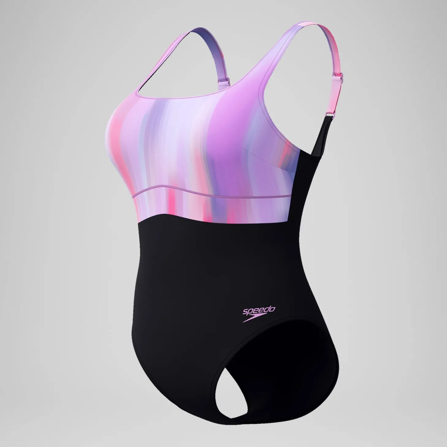 Maillot de bain Femme effet galbant imprimé Contour Eclipse noir/rose