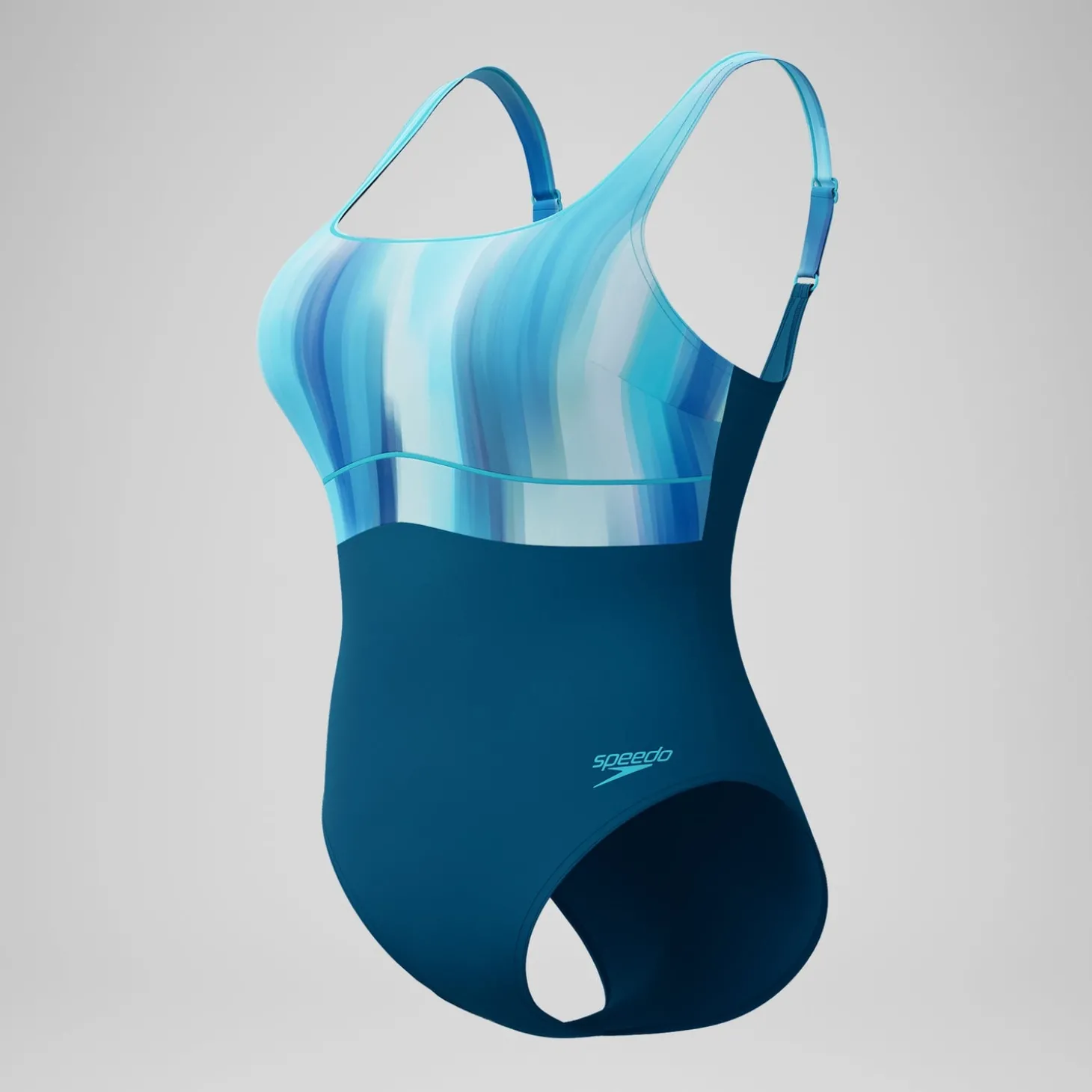 Maillot de bain Femme effet galbant imprimé Contour Eclipse sarcelle foncé/vert