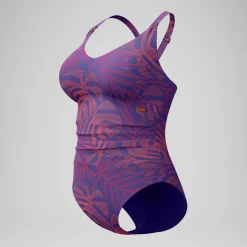 Maillot de bain Femme effet galbant V Neck rose/orange