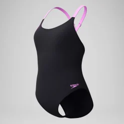 Maillot de bain Femme effet galbant Crossback noir/rose