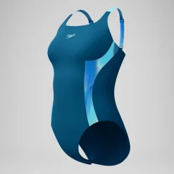 Maillot de bain Femme effet galbant imprimé Splice sarcelle foncé/vert