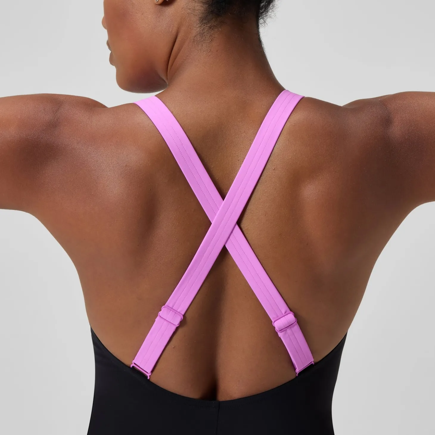 Maillot de bain Femme effet galbant Crossback noir/rose