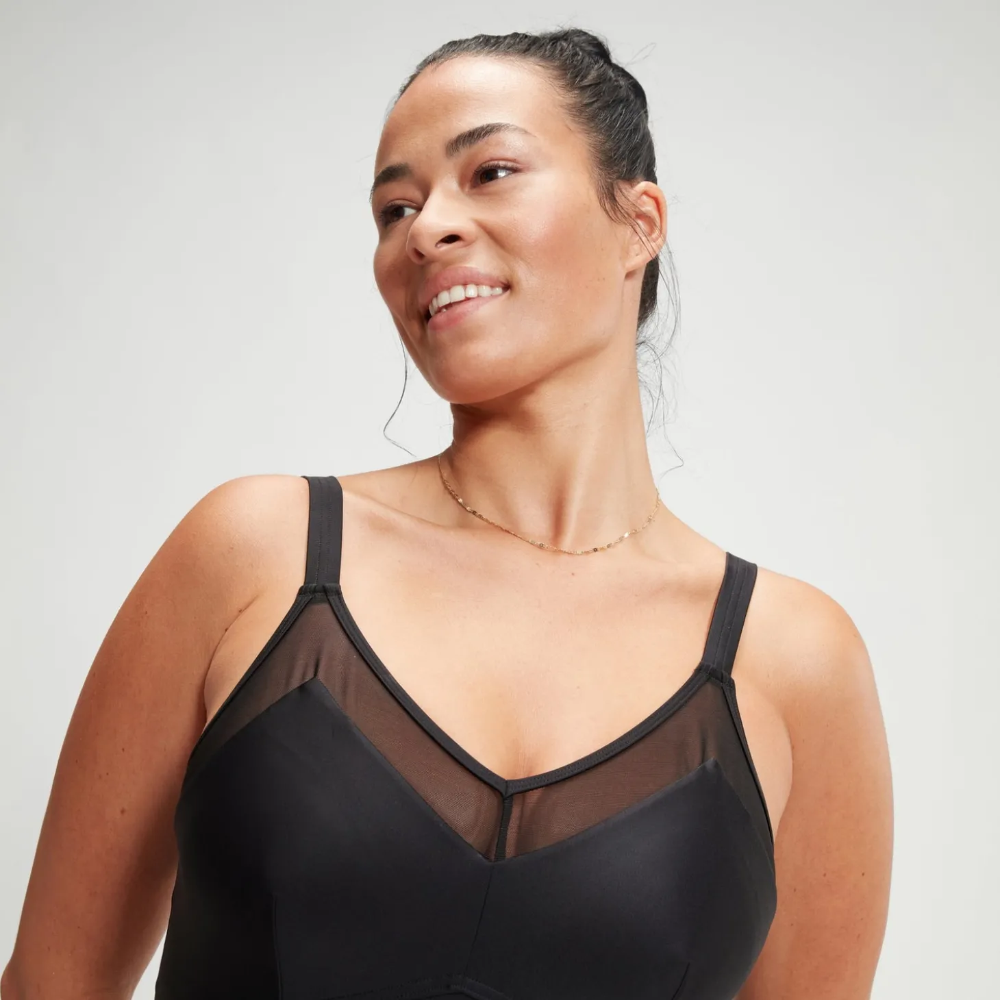Maillot de bain Femme effet galbant détails en maille Asymmetric noir