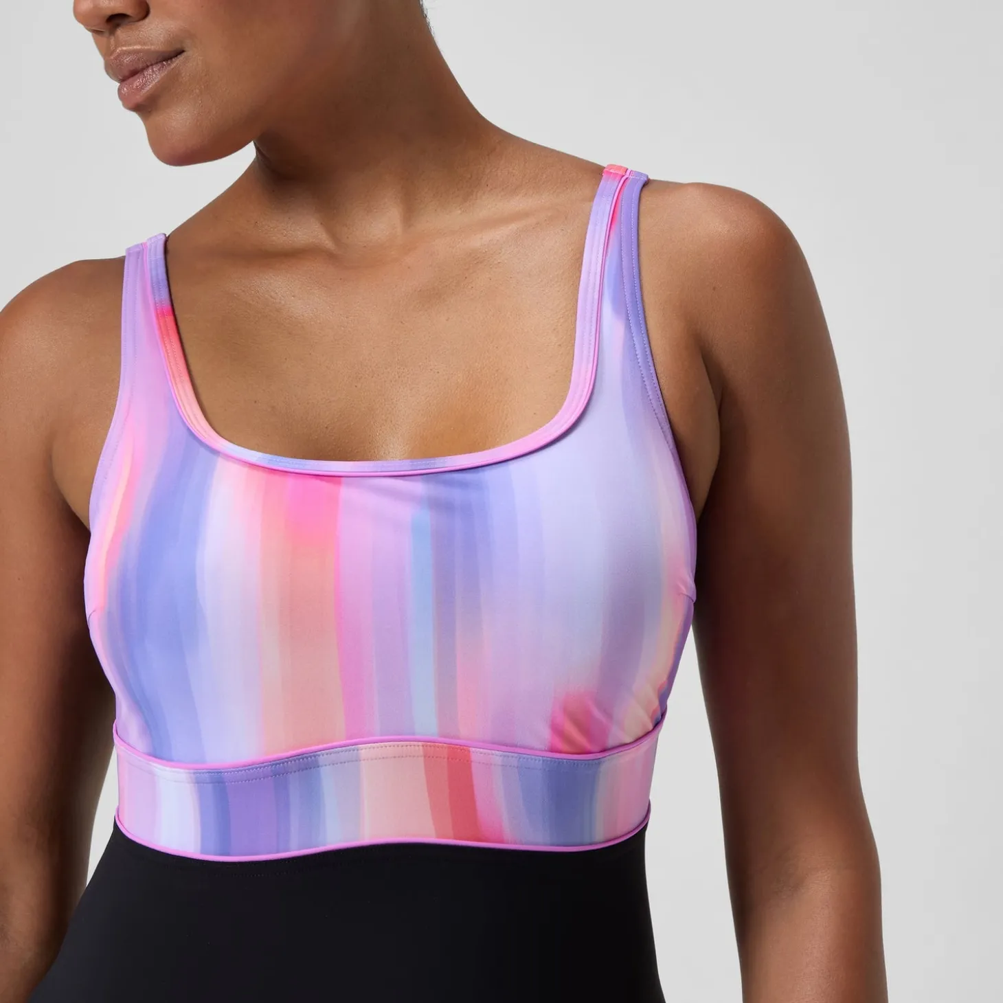 Maillot de bain Femme effet galbant imprimé Contour Eclipse noir/rose