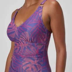 Maillot de bain Femme effet galbant V Neck rose/orange