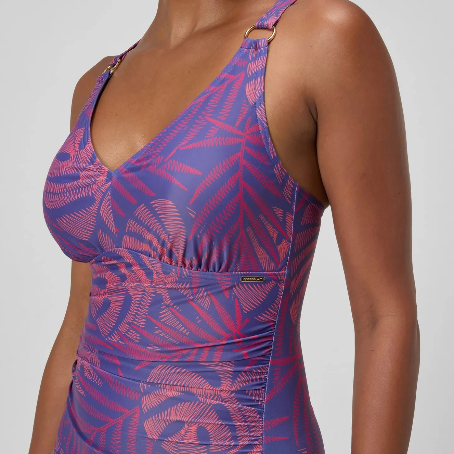 Maillot de bain Femme effet galbant V Neck rose/orange