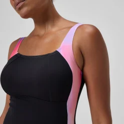 Maillot de bain Femme effet galbant imprimé LunaLustre noir/rose