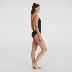 Maillot de bain Femme Endurance+ à bretelles fines Bleu marine