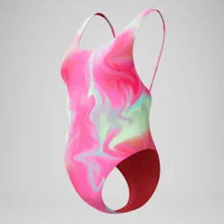 Maillot de bain Femme FLU3NTE convertible imprimé rose/corail