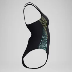 Maillot de bain Femme Placement Muscleback noir/jaune