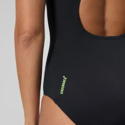 Maillot de bain Femme Placement Muscleback noir/jaune
