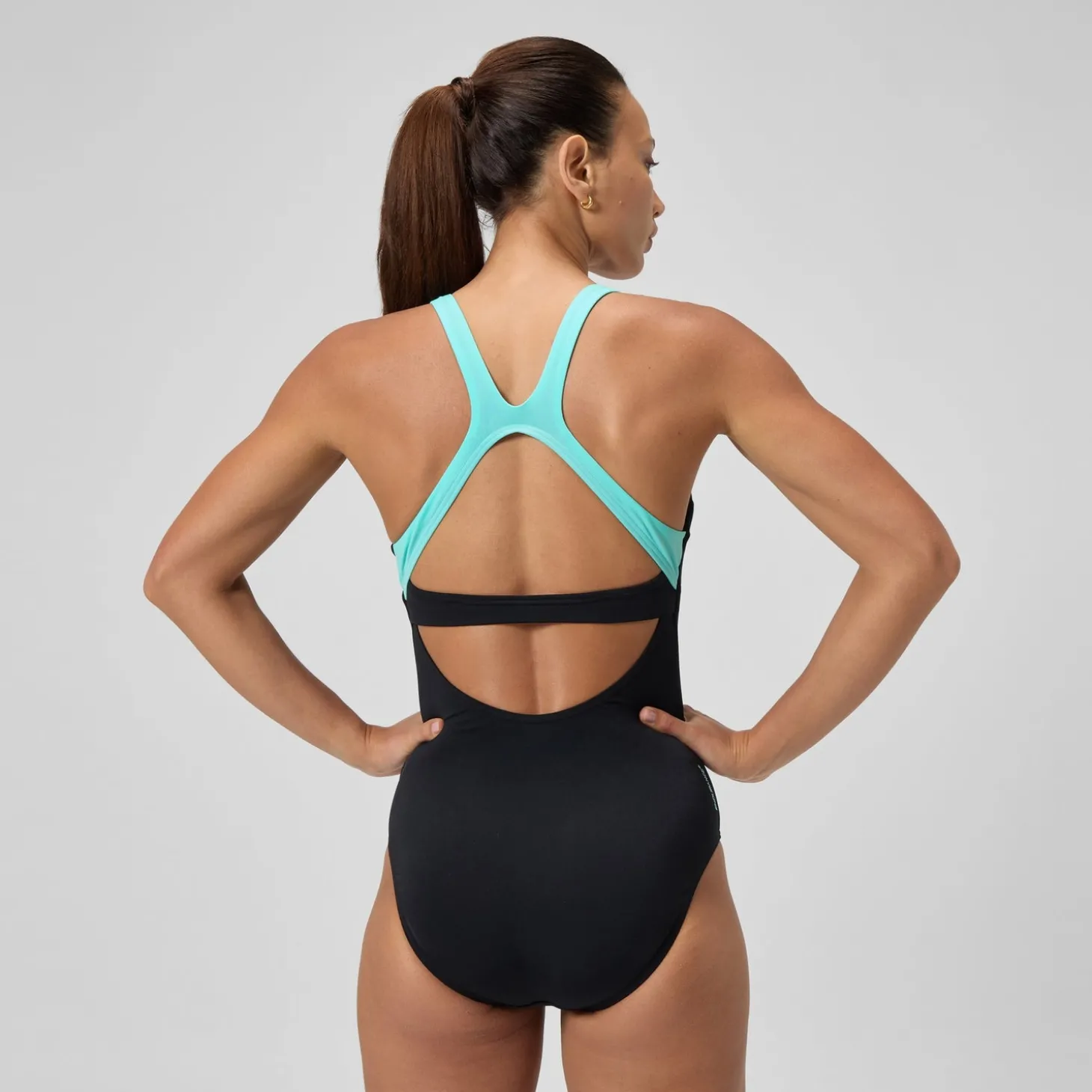 Maillot de bain Femme Racer Zip noir/vert