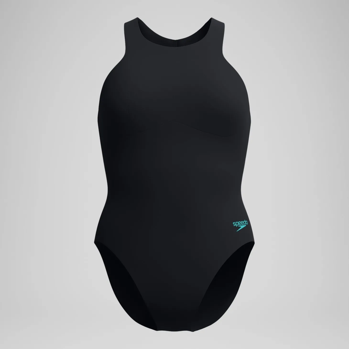 Maillot de bain Femme Racer Zip avec soutien-gorge intégré noir