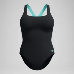 Maillot de bain Femme Racer Zip noir/vert