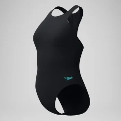 Maillot de bain Femme Racer Zip avec soutien-gorge intégré noir